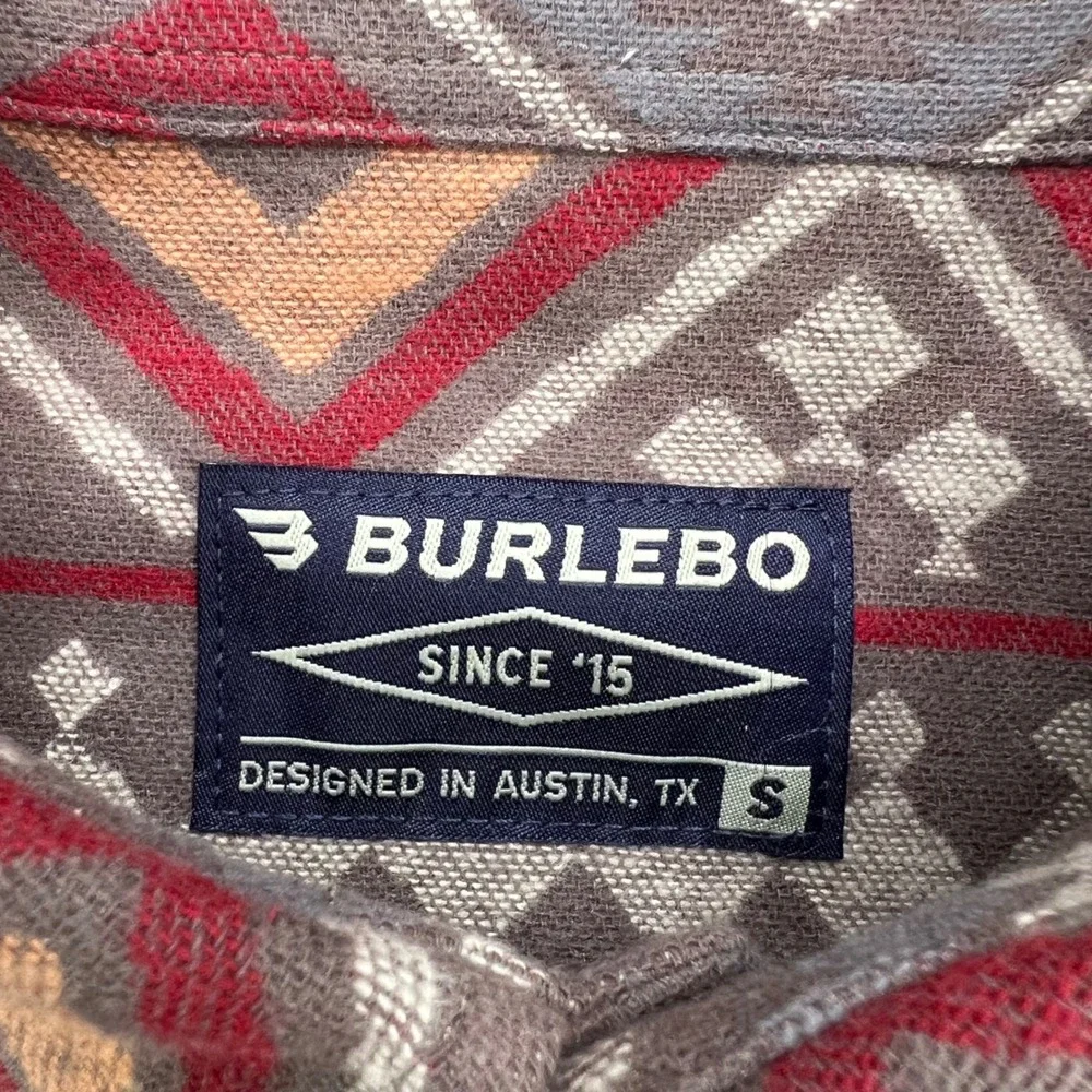 Burlebo Vintage Heavyweight Flannel Mens‎ Small Brown Aztec Southwestern Stretch
